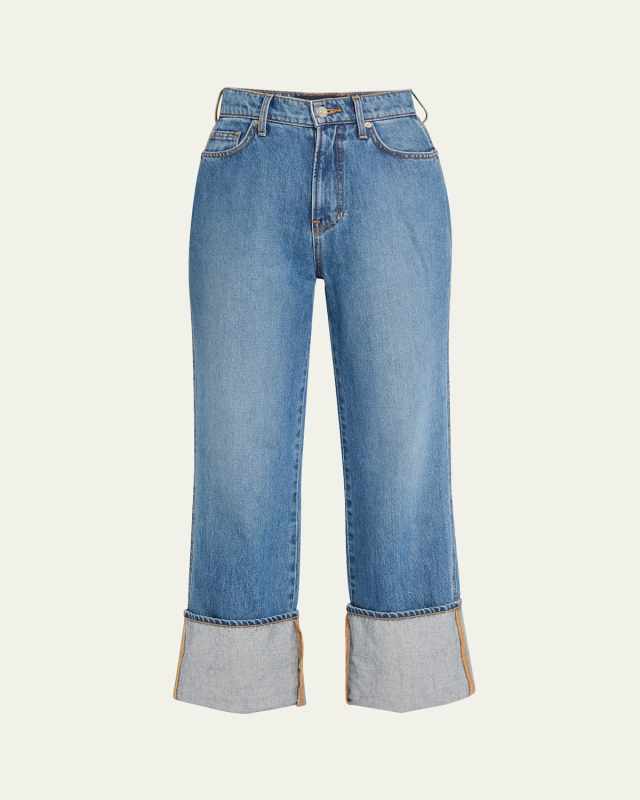 Dylan High-Rise Straight Cuffed Jeans